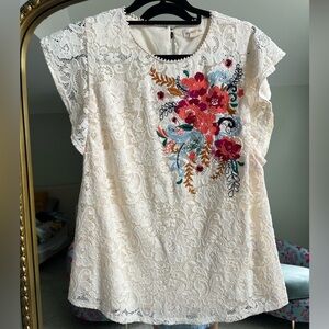 Anthropologie Embroidered Top